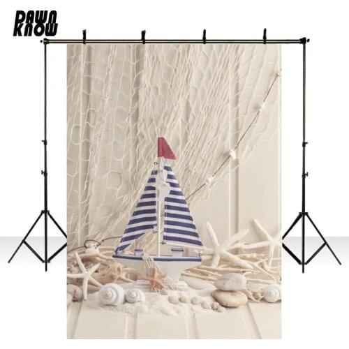 Vinyl backdrop Beach New Fabric Flannel Photography Background Wood Floor Starfish For Children studio Photo Props F2154