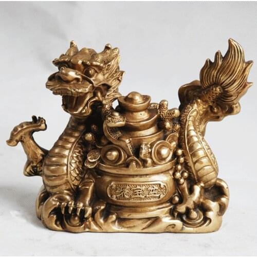 Factory Copper Feng Shui crafts Bronze copper dragon ingot home accessories mascot home decoration