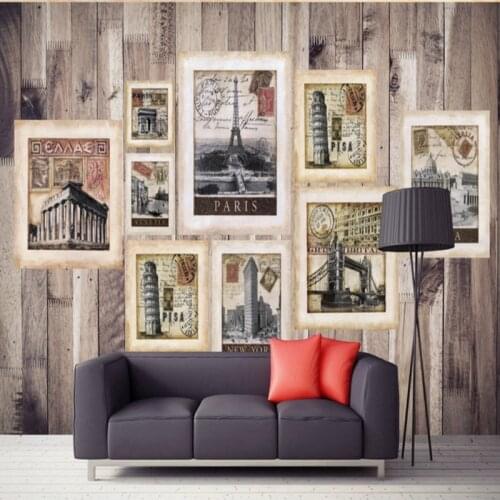 Drop Shipping Photo Wallpaper Romantic Paris Style Photos Retro Wood Background Wall Business Hotel Decoration Wallpaper Murals