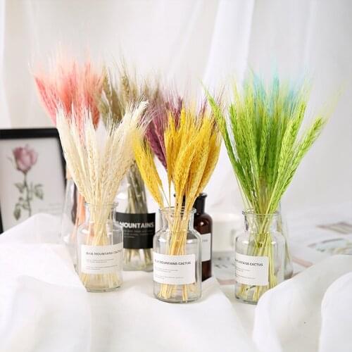 50pcs Dried Artificial Plant Wheat Ear Cheap Goods,Sztuczne Kwiaty Home Interior Cute Aesthetic Room Decor Centerpiece Deco