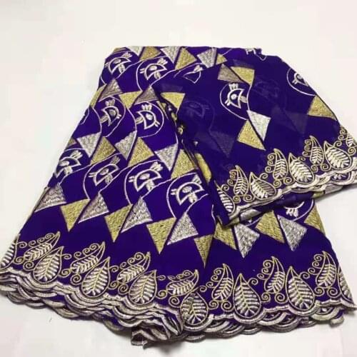 Plaid embroidery cotton fabric with stones african fabric 7Y french nigerian material tissu africain brode coton brocade fabric