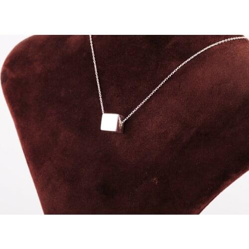 UM US JEWELRY Rhodium Plated Cube Cut 925 Sterling Silver Necklace