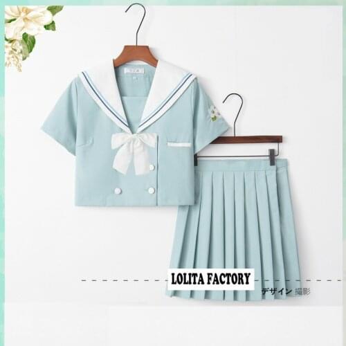 Japanese Lucky Grass Sailor Suit for Female College Classwear Soft Girl Dress JK Uniform Skirt Student Suit NN-S8A