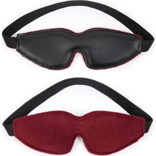Leather Plush Eye Patch Stretch Band Plush Black Red Eye Patch Couples Sex Products