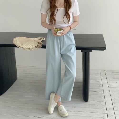 Limiguyue Summer Women Straight Denim Pants Cotton Loose Slim Thin Elastic High Waist Pantalones Ankle Length Trousers K1145