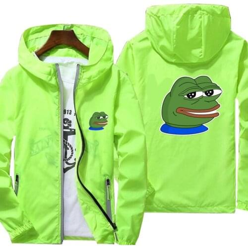 Mens Quick Dry Coat Sad Frog print Sunscreen Waterproof UV Women thin Outwear Ultra-Light Windbreake Jacket