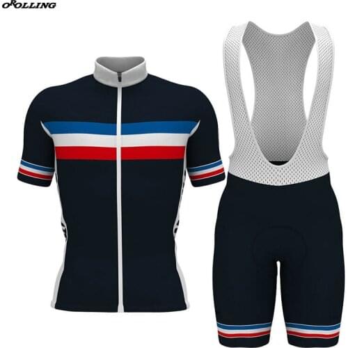 New CLASSICAL FRANCE Pro Team Cycling Jersey Set Customized Road Mountain Race OROLLING