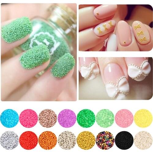 New Colorful 3D Beads Caviar Nail Art Polish Decoration DIY Transparent Glass Rainbow Bead