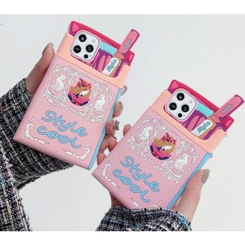 New Cute Style Cartoon Electronic Cigarette Box Camera Case For iphone 12Mini 11Pro MAX XS XR 7 8Plus SE Pink Soft Silicon Cover
