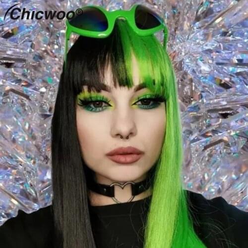 Bob Black Green Half and Half Lace Front Wig Brazilian Remy Straight Bob Colored Human Hair Wigs For Women Green Human Hair Wig