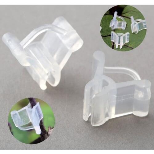 100Pcs Tomato Seedling Grafting Clips Supports Tool Transparent Plastic Garden Vegetable Flower Vine Bushes Plant Tracking