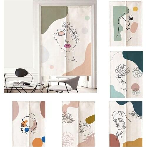 Simple Modern Cloth Door Curtain Geometric Line Figure Household Decoration Bedroom Partition Curtain Abstract Curtain