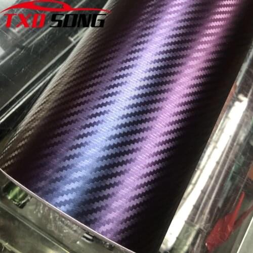Puple to blue Chameleon 3D Carbon Fiber Vinyl Wrap Film sticker covering film foil sticker Chameleon Wrap Film With Air Bubble