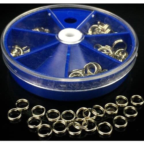 115Pcs/Box Stainless Steel Split Ring Assorted Fishing Tackle Fishing Rings for Lures Crankbait Hard Bait Fishing Accessoies