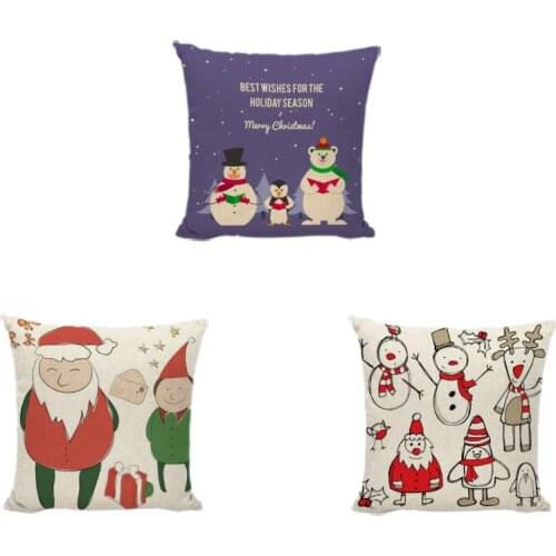 Promotional Purple Background Christmas Pillowcase Christmas Gift Snowman Deer Santa Dormitory Office Decoration Cushion Cover