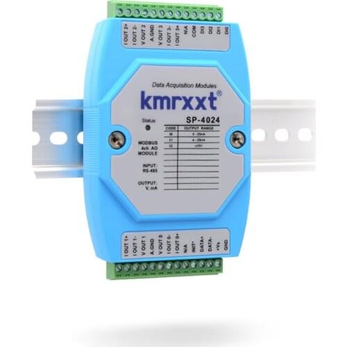 RS485 to Analog Output Module AO Voltage and Current DA Modbus to 4-20mA Signal DAM4024