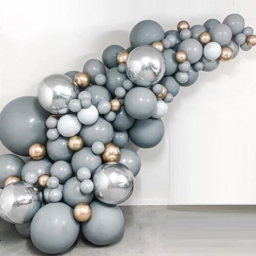 Grey Silver Gold Balloon Arch Set Christening Baptism Balloon Garland Set Gender Reveal Birthday Baby Shower Wedding Backdrop