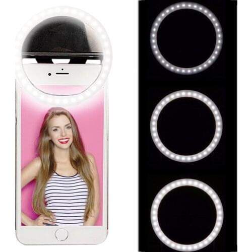 LED Selfie Ring Light USB Charge Fill Light for IPhone Xiaomi Samsung Mobile Phone Flash Lens Portable Luminous Ring Clip Light