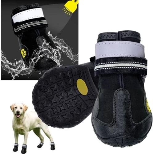 Reflective Dog Shoes Socks Winter Dog Boots Footwear Rain Wear Non-Slip Anti Skid Pet Shoes for Medium Large Dogs Pitbull