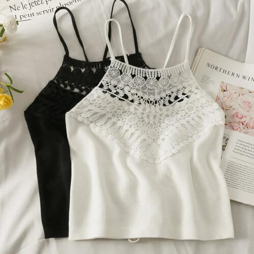 Knitted tank top women sexy crop tops sleeveless tops for woman solid color camis for womens fungus omighty camisole ins