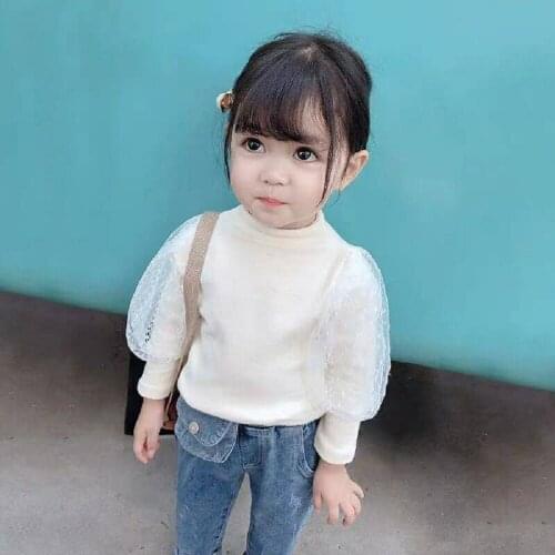 Baby Girls Spring Autumn Children Mesh Puff Long Sleeves Hoodies Sweatshirts Princess Toddler Girls Kids Casual Sweater