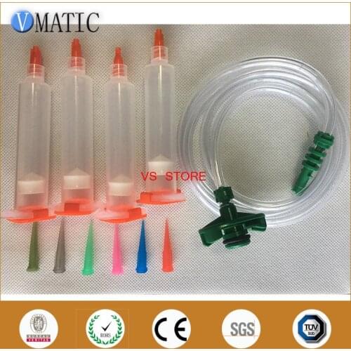 High Quality 10cc/ml Liquid Dispenser Adhesive Glue Pneumatic Syringe With Adapter + Dispensing Needle & Piston & Cover