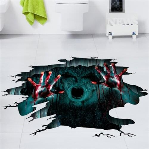 High Qualirty Halloween Screaming Ghost Floor Stickers Removable Horror Scary Mural Wall Decals