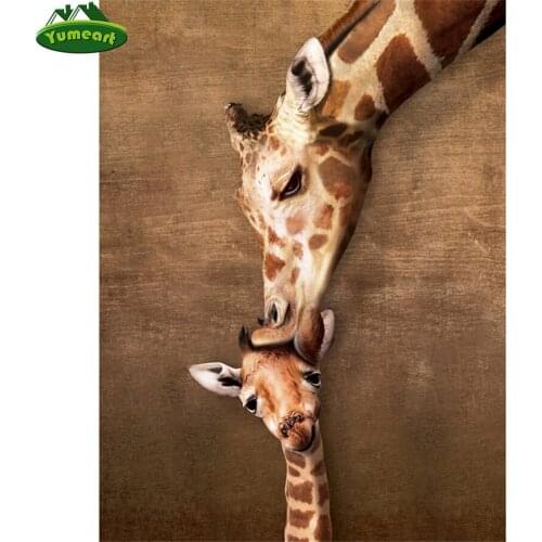 Yumeart 5D Diy Daimond Painting Cross stitch Giraffe Family 3D Diamond Painting Full Rhinestones Painting Embroidery Mosaic Kits