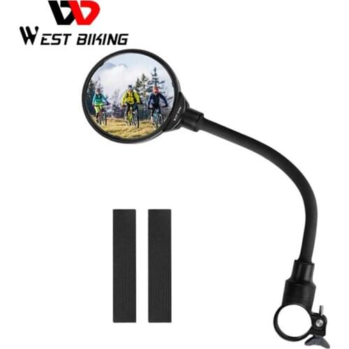 WEST BIKING 1Pcs Bicycle Mirror MTB Road Bike Rearview Handlebar Mirrors Bike Accessories Angle Adjustable Cycling Rear View