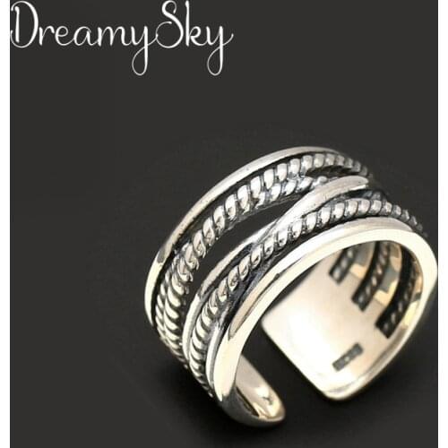 Exaggerated Personality Silver Color Retro Large Open Rings For Women Punk Style Luxury Adjustable Size Statement Ring