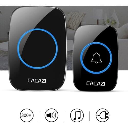 CACAZI Wireless Waterproof Doorbell 300m Range US EU Plug Home Intelligent Door Bell Chime 1 2 Button 1 2 3 Receiver