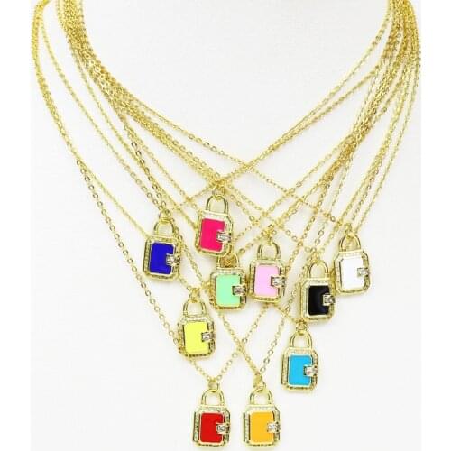 10Pcs Enamel Lock Pendant Necklace Jewelry Pendant Necklace Jewelry Accessories Jewelry Necklace Gift 51821