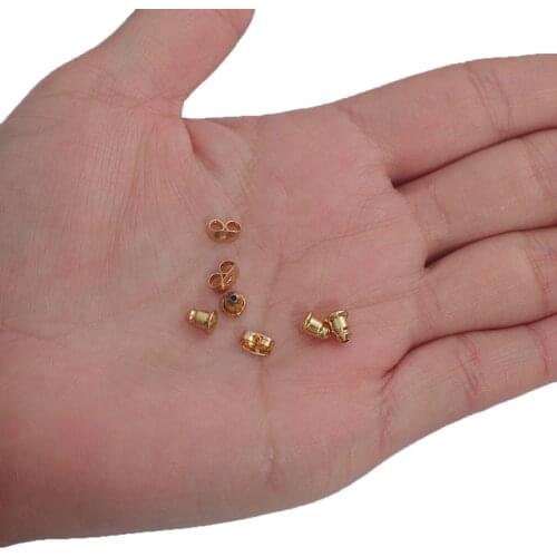 18K Gold Plated 10Pcs 4 5mm Butterfly Earrings Back Metal Stopper Studs Ear Plugs For Stud Earring Jewelry Findings Accessories