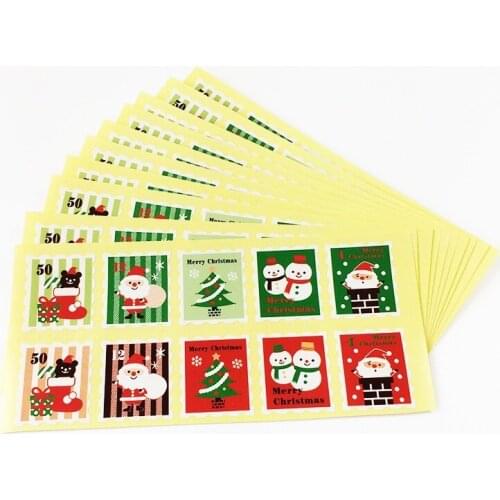 1000 Pcs/lot Stamp Shape Seal Sticker Lable Christmas Gift Decor Stickers Bakery Cookie Packaging Bag Paper Seal Labels