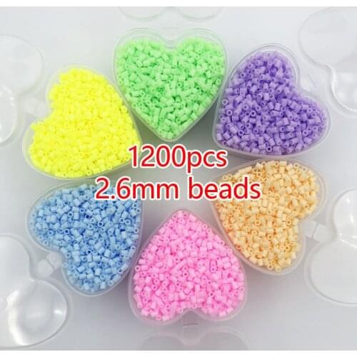 1200pcs 2.6mm Hama Beads Toy heart box packing perler Kids Iron beads Fun DIY Handmaking Fuse Bead Creative Educational Toys
