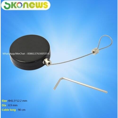 50pcs Merchandise Anti theft Retractable Security Wire Pull Box Recoiler Round Small Cable Retractor with Adjust Lasso End