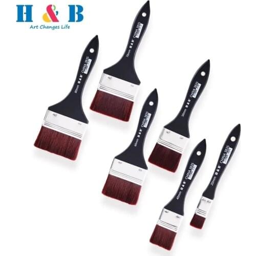 6 Styles Watercolor oil Art Paint Brush Flat Nylon Hair painting art brush Easy To Clean wooden cleaning brush
