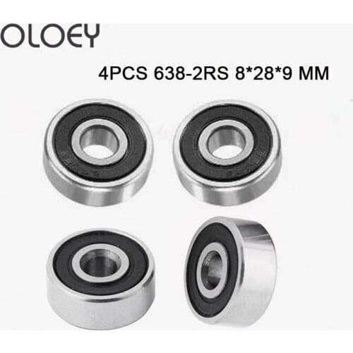 638RS Bearing 8*28*9 mm ( 4 Pcs ) ABEC-1 Grade 638-2RS Miniature 638 RS Ball Bearings
