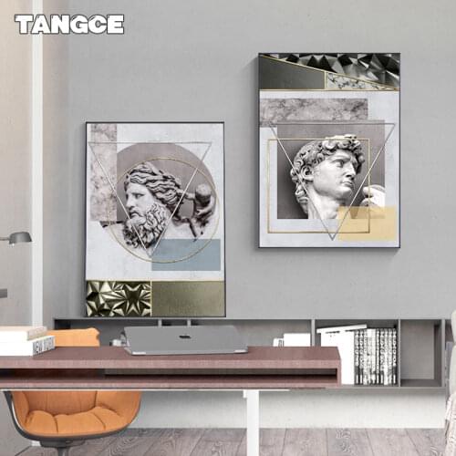 Abstract David Statue Wall Paintings Geometry Canvas Painting Contemporary Poster Print Wall Art Picture for Living Room Bedroom