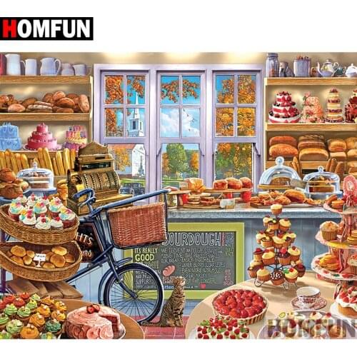 HOMFUN Full Square/Round Drill 5D DIY Diamond Painting "Supermarket bakery" Embroidery Cross Stitch 5D Home Decor A00777