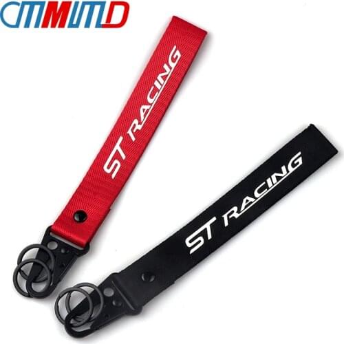 Car Styling ST RACING Ribbon Key Chain Key Ring for Ford FOCUS 3 Mondeo Fiesta Kuga MK2 MK3 KeyChain car accessories
