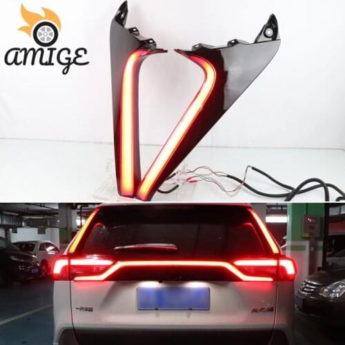 Car LED Bumper Lights For Toyota RAV4 2019 2020 Taillights Rear Fog Lamp Backup Brake Light 12V Reflector Reverse Signal Lamps