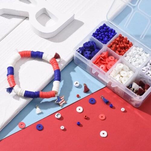 Beads Jewelry Making Kit 8mm Polymer Clay Heishi Beads Seed Beads Letter Beads Tassel Charms for Handmade DIY Bracelets Earrings
