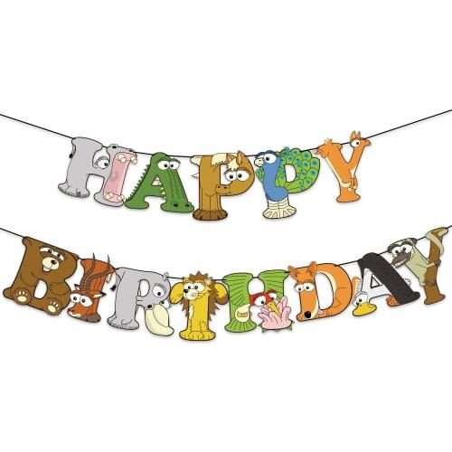 Woodland Birthday Balloons Banner Monkey Lion Theme Boy One Birthday Garlands Jungle Safari Animal Happy Birthday Party Decor