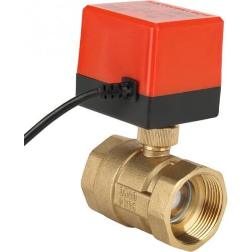 DC 24V Electric valve 2 Way 3 Wire Brass Motorized Ball Valve Electrical Valve DN40 Ball Valve G1-1/2" valvula solenoide