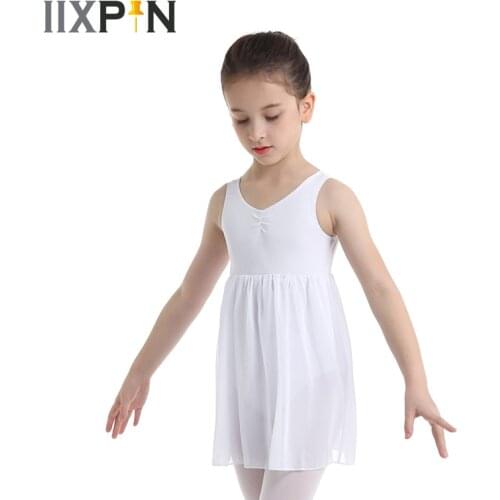 IIXIN Kids Girls Ballet Dress Cotton Chiffon Sleeveless Ballet Dance Clothing Gymnastics Leotard Dress Girls' Tank Leotard Dress