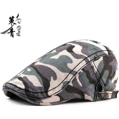 Camouflage Beret mens hat wholesale outdoor leisure sun visor womens wash cotton cap universal