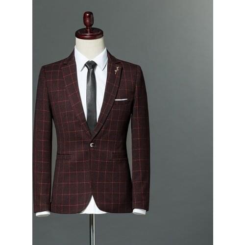 Plaid Leisure Blazer Men Slim Fit Single Button 2021 New Brand Clothing Blazer Jackets M- 5XL Casual Office Blazer Masculino