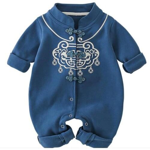 Newborn baby jumpsuit cotton boys and girls long-sleeved Spring and autumn wear Chinese style