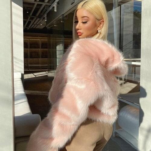 Pink Purple 2 Color High Quality European And American Style Short Long Hair Y2K Thick Warm Imitation Fur Short Coat